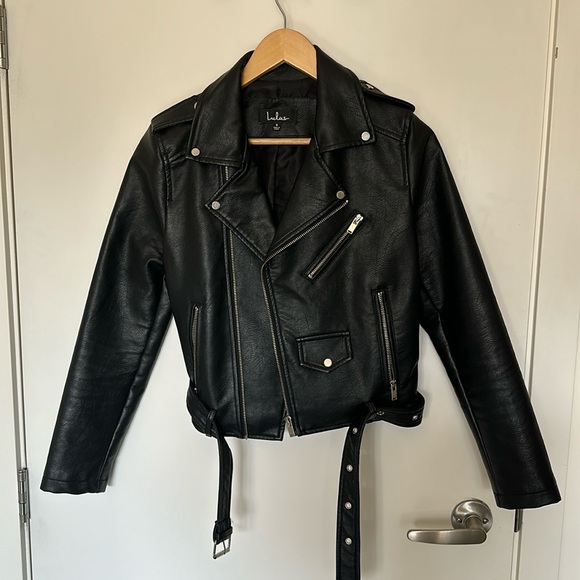 Off The Edge Black Vegan Leather Moto Jacket - Picture 8 of 13